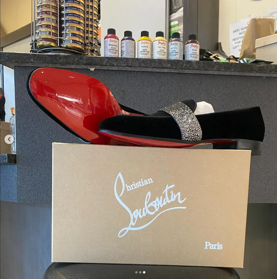 Louboutin red sole after Heel Quik silicone-seal restoration