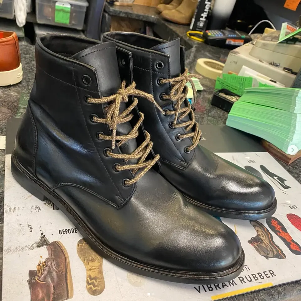 Refreshed suede shoe after Heel Quik care